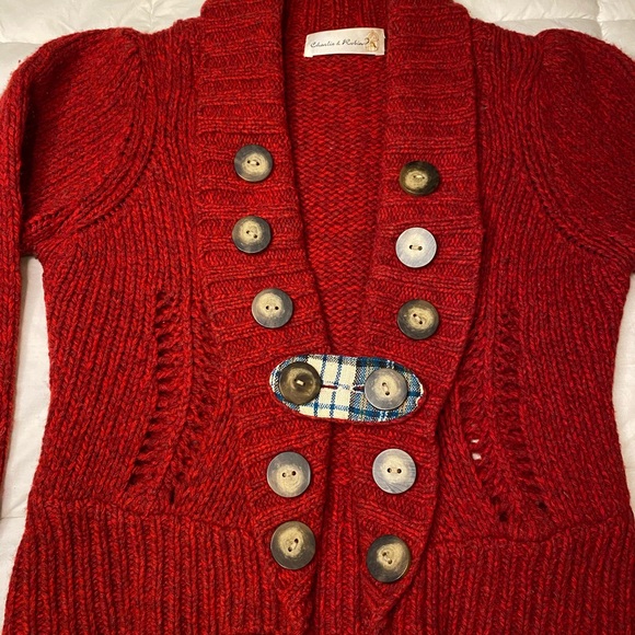 Anthropologie Red Button Sweater - Picture 1 of 5